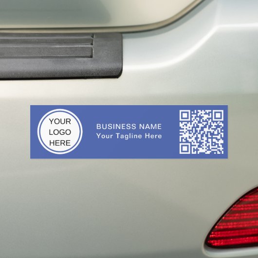 Aangepaste QR-code & Business Logo Corporate Blue Bumpersticker (Op auto)