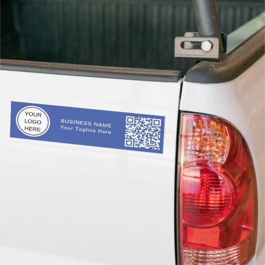 Aangepaste QR-code & Business Logo Corporate Blue Bumpersticker (Op Truck)