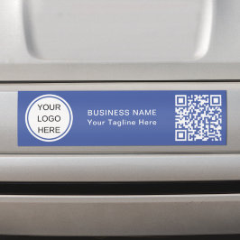 Aangepaste QR-code & Business Logo Corporate Blue Bumpersticker