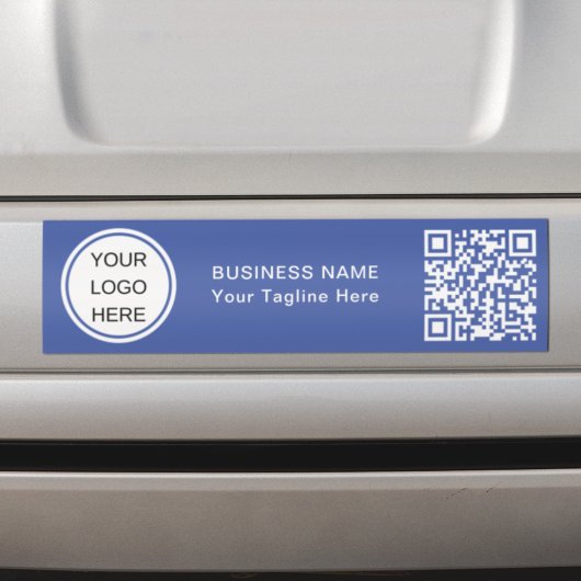 Aangepaste QR-code & Business Logo Corporate Blue Bumpersticker