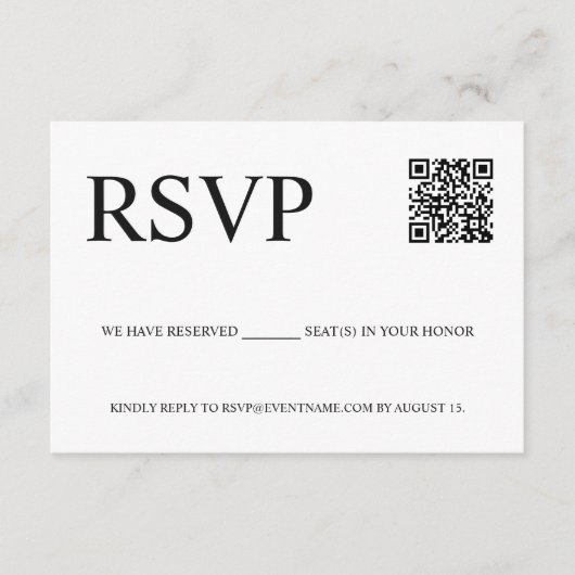 Aangepaste QR-code Business logo E-mail RSVP Informatiekaartje (Voorkant)