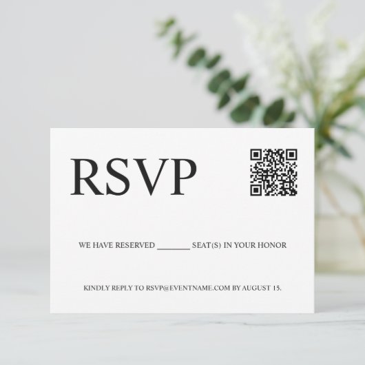 Aangepaste QR-code Business logo E-mail RSVP Informatiekaartje (Staand voorkant)