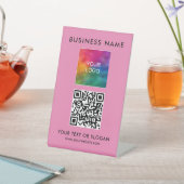 Aangepaste QR Code Business Logo Elegant Roze Best Reclamebord Met Voetstuk (Insitu)