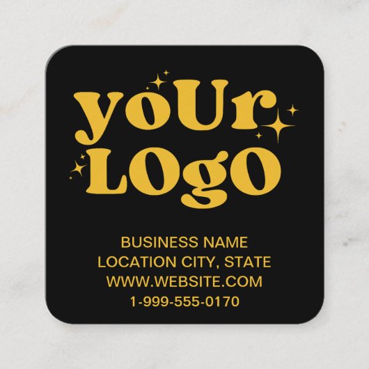 Aangepaste QR-code Business Logo Gold Modern Vierkante Visitekaartje (Voorkant)