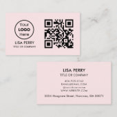 Aangepaste QR-code Business Logo | Modern Blush Ro Visitekaartje (Voorkant / Achterkant)