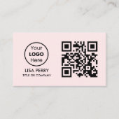 Aangepaste QR-code Business Logo | Modern Blush Ro Visitekaartje (Voorkant)