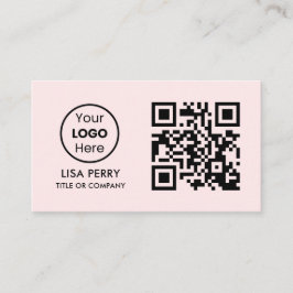 Aangepaste QR-code Business Logo | Modern Blush Ro Visitekaartje