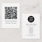 Aangepaste QR Code Business Logo Modern Elegant Notitiekaartje (Voorkant / Achterkant)