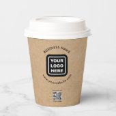 Aangepaste QR-code Business Logo Modern Kraft Papieren Bekers (Voorkant)