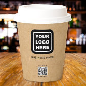Aangepaste QR-code Business Logo Modern Kraft Papieren Bekers