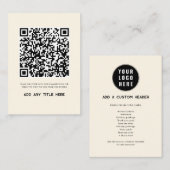Aangepaste QR-code Business Logo Modern Notitiekaartje (Voorkant / Achterkant)