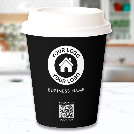 Aangepaste QR Code Business Logo Moderne Professio Papieren Bekers