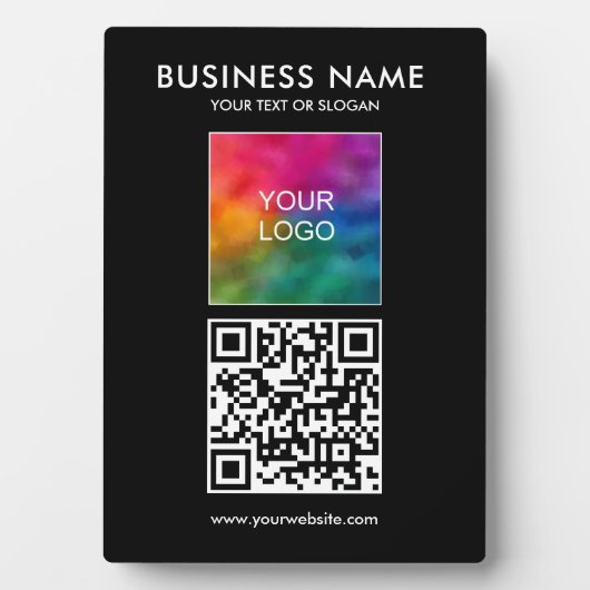 Aangepaste QR-code Business Logo Slogan Sjabloon Fotoplaat (voorkant)