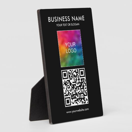 Aangepaste QR-code Business Logo Slogan Sjabloon Fotoplaat (Zijkant)
