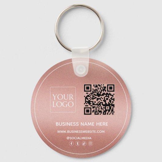 Aangepaste QR-code Business Logo Website Social Me Sleutelhanger (Voorkant)