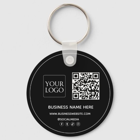 Aangepaste QR-code Business Logo Website Social Me Sleutelhanger (Voorkant)