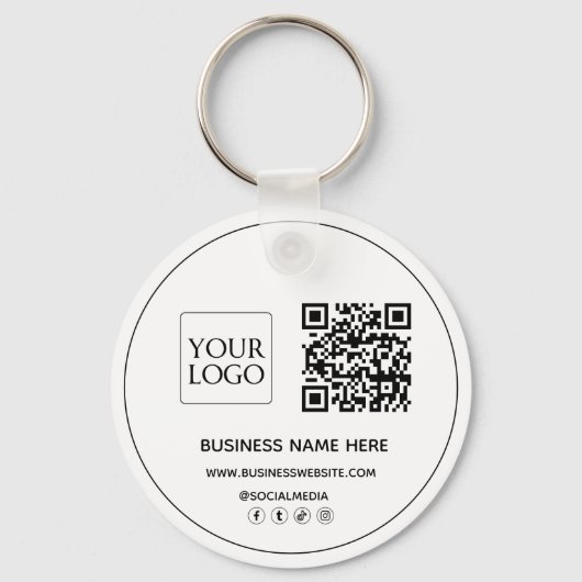 Aangepaste QR-code Business Logo Website Social Me Sleutelhanger (Achterkant)