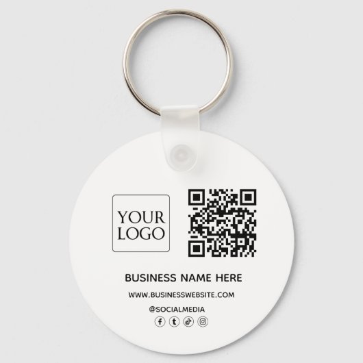 Aangepaste QR-code Business Logo Website Social Me Sleutelhanger (Achterkant)
