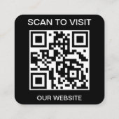 Aangepaste QR Code Business Logo Zwart Modern Vierkante Visitekaartje (Achterkant)
