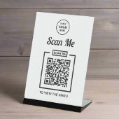 Aangepaste QR-code Business Logo Zwart-wit Menu Reclamebord Met Voetstuk
