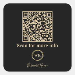 Aangepaste QR-code Business Monogram Logo Zwart Go Vierkante Sticker