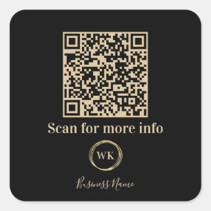 Aangepaste QR-code Business Monogram Logo Zwart Go Vierkante Sticker