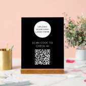 Aangepaste QR Code Check-in Scan Logo Zwart Acryl Bord (Huwelijk)