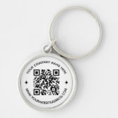 Aangepaste QR Code Company Tekst Website Ronde zak Sleutelhanger (Voorkant)