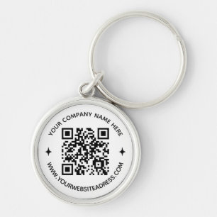 Aangepaste QR Code Company Tekst Website Ronde zak Sleutelhanger