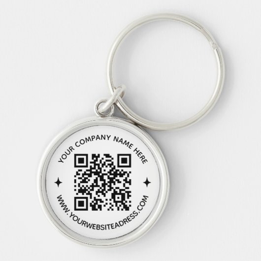 Aangepaste QR Code Company Tekst Website Ronde zak Sleutelhanger (Voorkant)