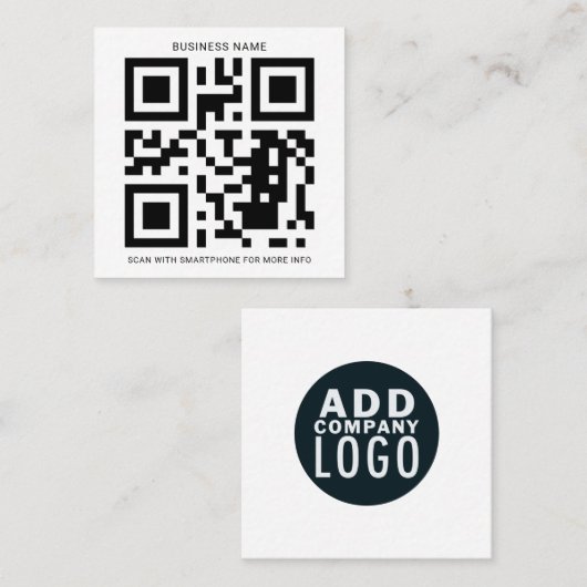 Aangepaste QR-code Creëer Uw eigen Vierkante Visitekaartje (Voorkant / Achterkant)