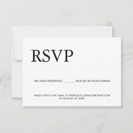 Aangepaste QR-code E-mail RSVP Gereserveerde stoel Kaartje (Voorkant)