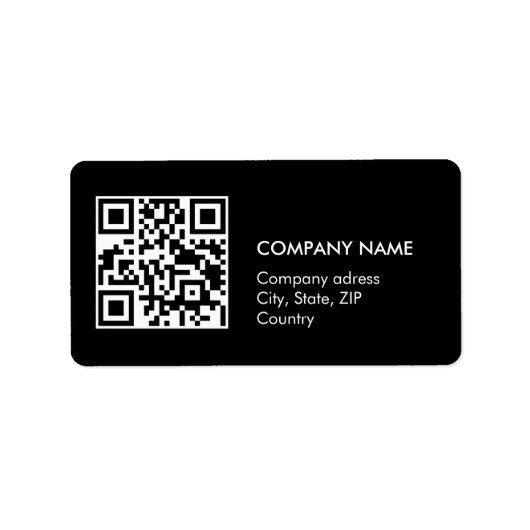 Aangepaste qr-code eenvoudig zwart zakelijk adresl etiket (Voorkant)