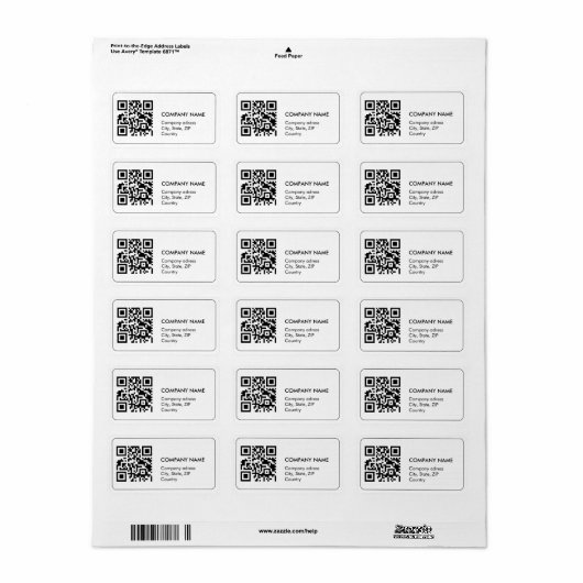 Aangepaste qr-code eenvoudige witte zakelijke adre etiket (Full Sheet)