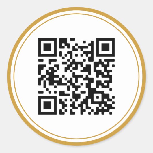 Aangepaste QR-code Elegant Black White Gold Ronde Sticker (Voorkant)