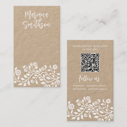 Aangepaste QR-code Elegant Swirl Earling Display K Visitekaartje (Voorkant / Achterkant)