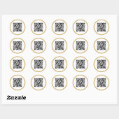 Aangepaste QR-code Elegant Zwart Wit Goud Ronde Sticker (Vel)