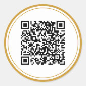 Aangepaste QR-code Elegant Zwart Wit Goud Ronde Sticker (Voorkant)