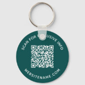 Aangepaste QR-code en Blauwgroen tekstverplaatsing Sleutelhanger (Voorkant)