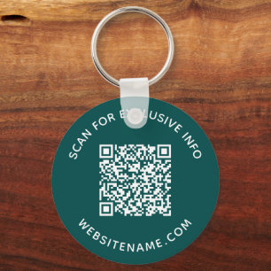 Aangepaste QR-code en Blauwgroen tekstverplaatsing Sleutelhanger