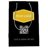Aangepaste QR-code en Business Logo Black Promotio Medium Cadeauzakje (Voorkant)