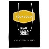 Aangepaste QR-code en Business Logo Black Promotio Medium Cadeauzakje (Achterkant)