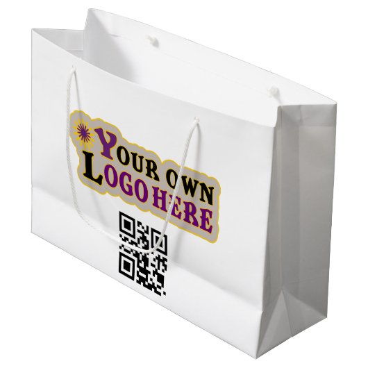 Aangepaste QR-code en logo Groot Cadeauzakje (Voorkant Gekanteld)