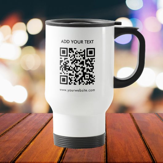 Aangepaste QR-code en moderne tekst Reisbeker