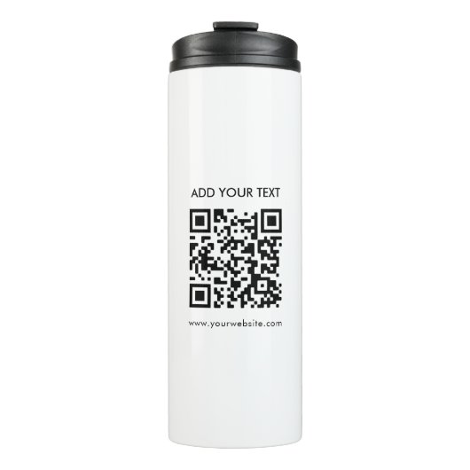 Aangepaste QR-code en moderne tekst Thermosbeker (Voorkant)