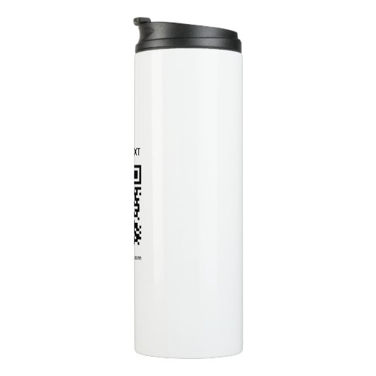 Aangepaste QR-code en moderne tekst Thermosbeker (Geroteerd rechts)