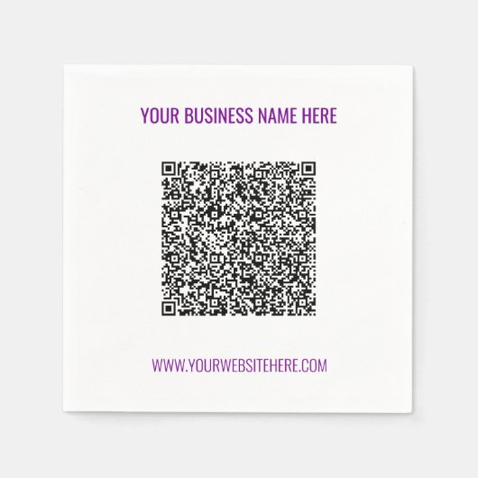 Aangepaste QR-code en naam Website Napkins Sjabloo Servet (Voorkant)