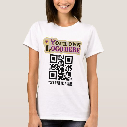 Aangepaste QR-code en of je zakelijke logo T-shirt (Voorkant)