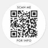 Aangepaste QR-code en Sjabloon tekst Ronde Sticker (Voorkant)