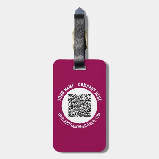 Aangepaste QR-code en tekst Bagagelabel Kies kleur (Achterkant verticaal)